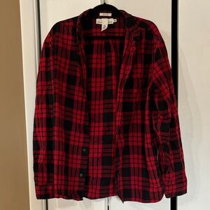 H&M Red and Black Plaid flannel Casual Button Down Shirt